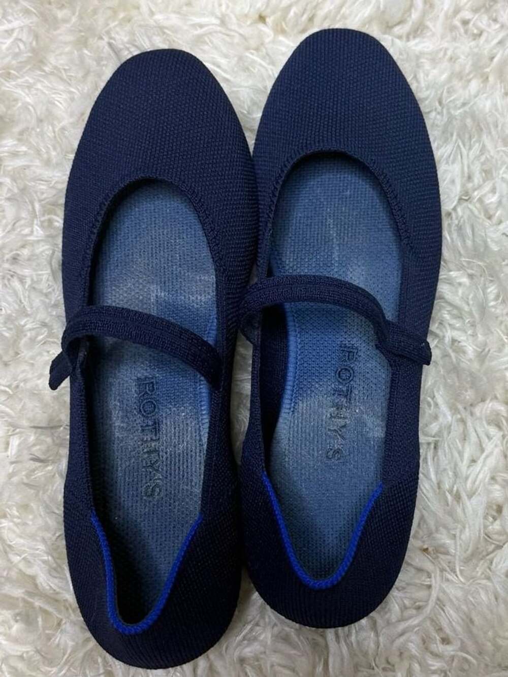 Rothy's Size 6 The Square Mary Jane Navy Knit Flats